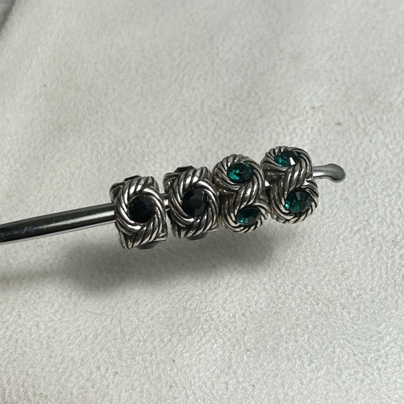 Brighton Razzle Dazzle Crystal Beads Spacer Lot of 4; Green Black Silver Plated - Picture 7 of 13